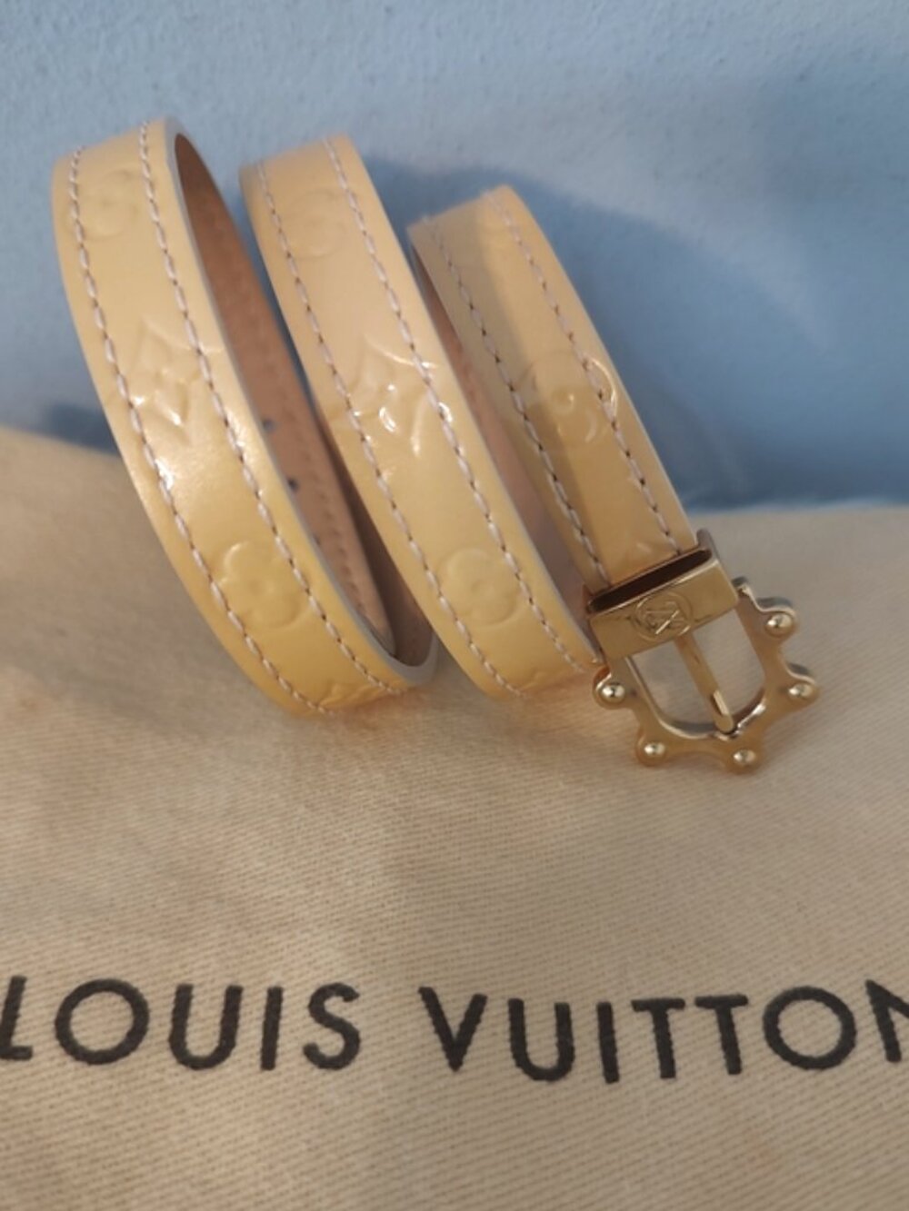 Louis Vuitton Y2K vernis wrap bracelet w/dust bag goldtone hardware EUC